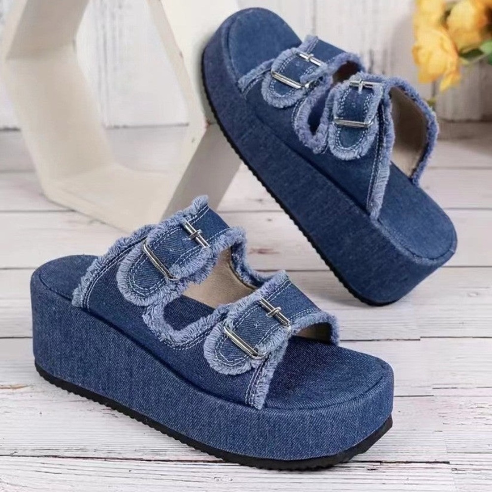 Blue Hean color buckle sandals New Comes in sizes 5 up to 9